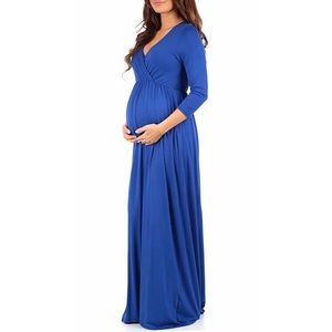 Royal Blue Maternity Maxi Wrap Dress
